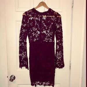 L'atiste Vintage Burgandy Floral Cut-Out Dress Size S